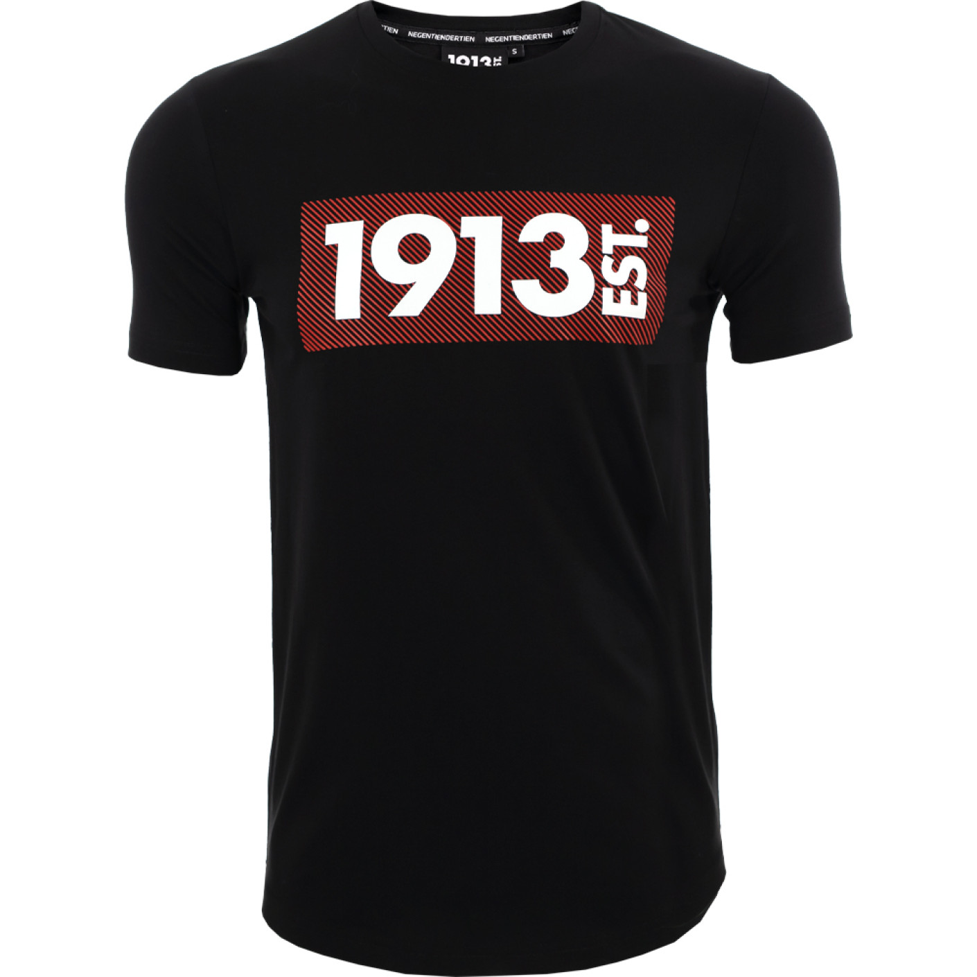 1913 T-shirt zwart Stripes rood