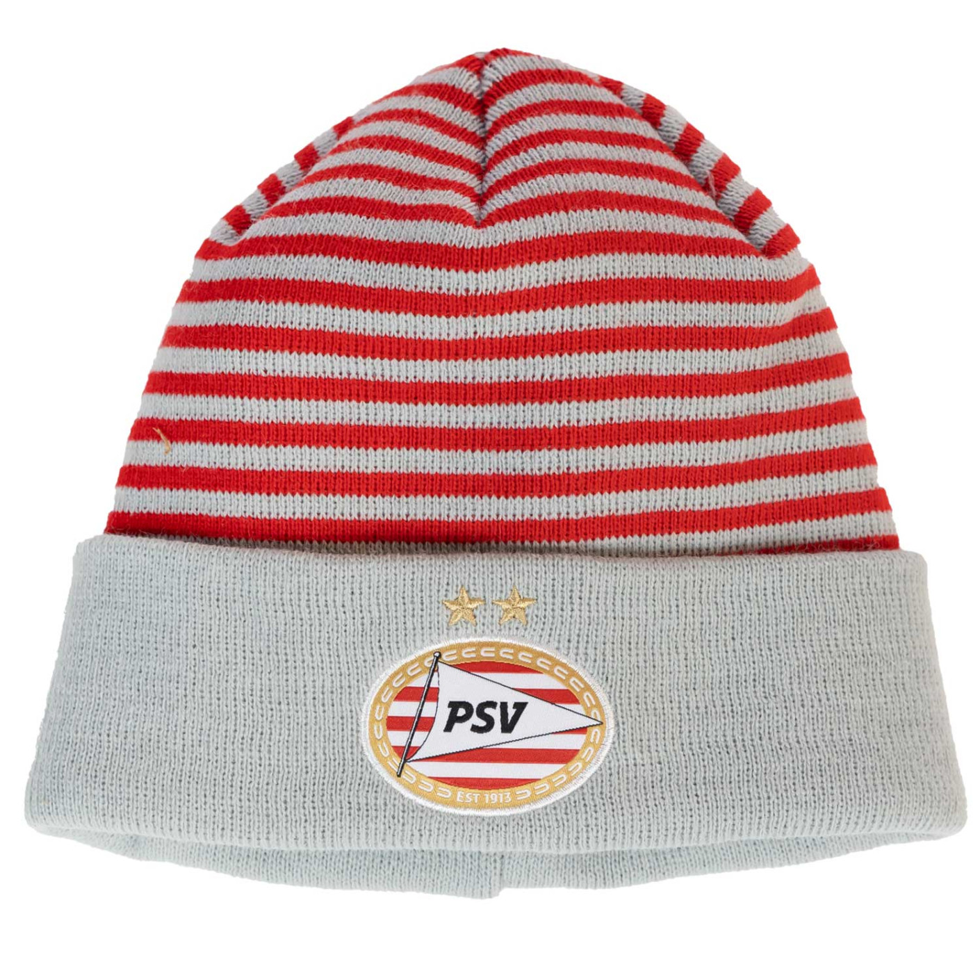 PSV Beanie Stripes grijs-rood JR