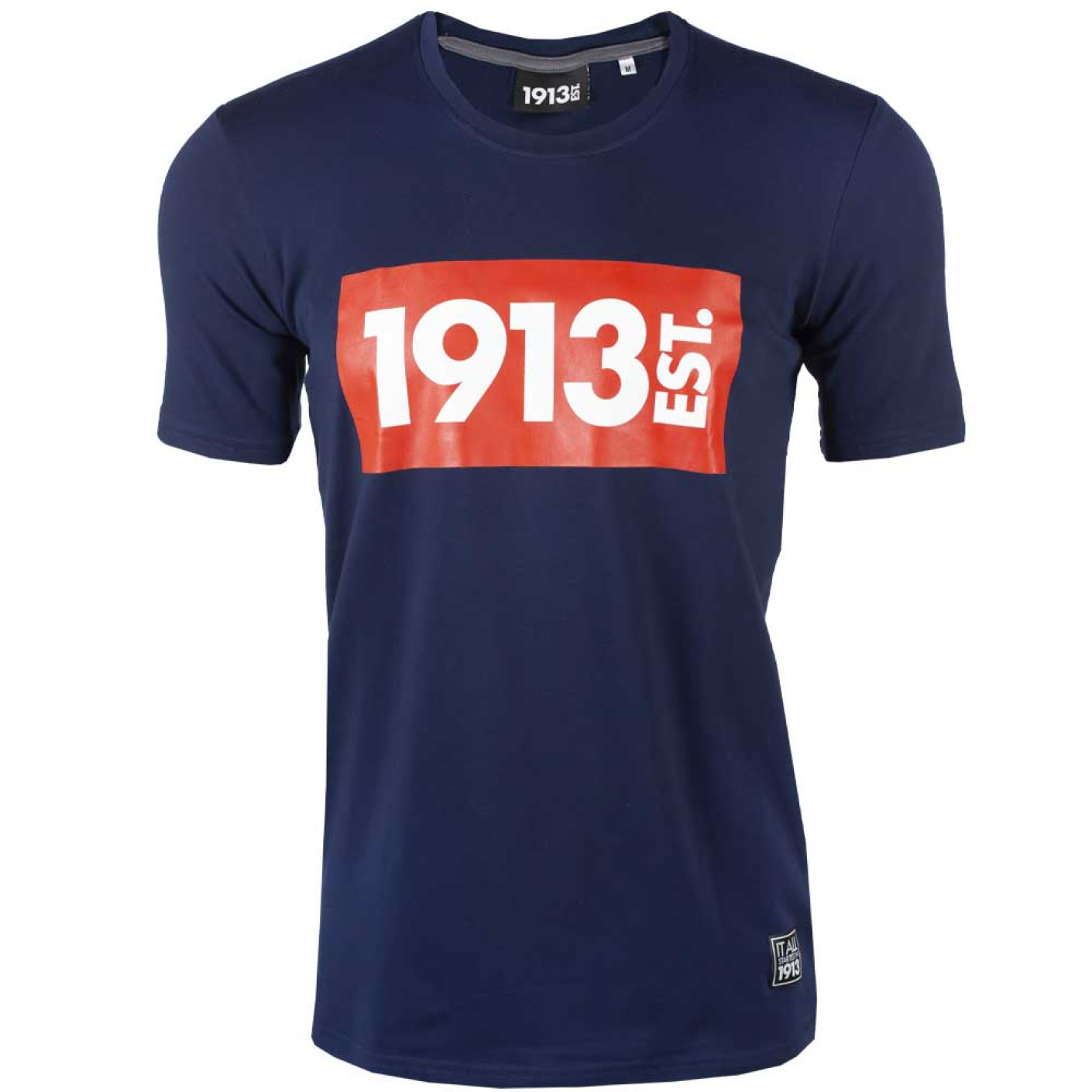 1913 T-shirt d.blauw Block rood-wit