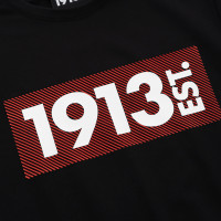 1913 T-shirt zwart Stripes rood