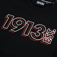 1913 T-shirt Zwart Outline Rood-Wit