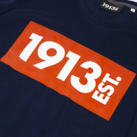 1913 T-shirt d.blauw Block rood-wit